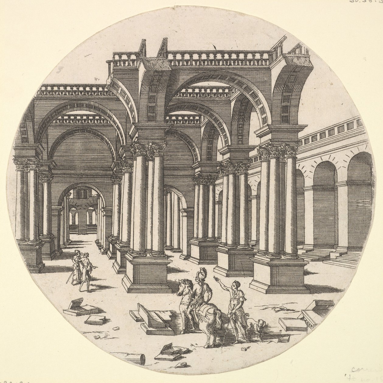 Perspectival View, Temple of Isis, 1551. od Jacques Androuet Du Cerceau