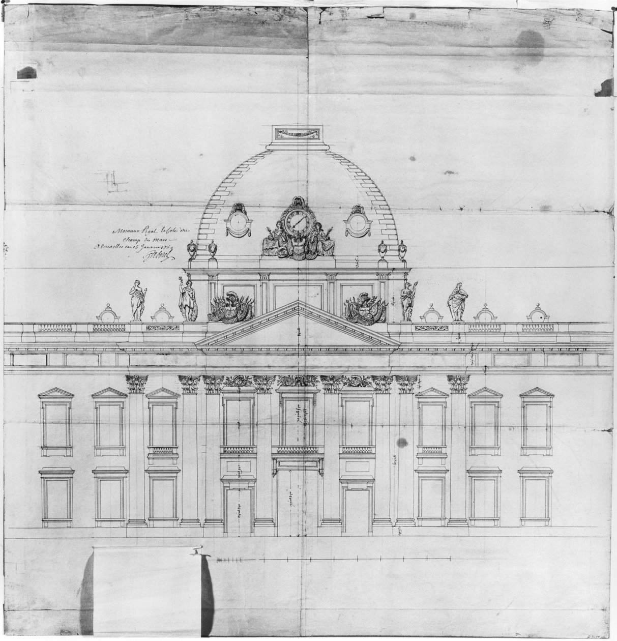 Návrh pro Ecole Militaire v Paříži, 1769 od Jacques Ange Gabriel