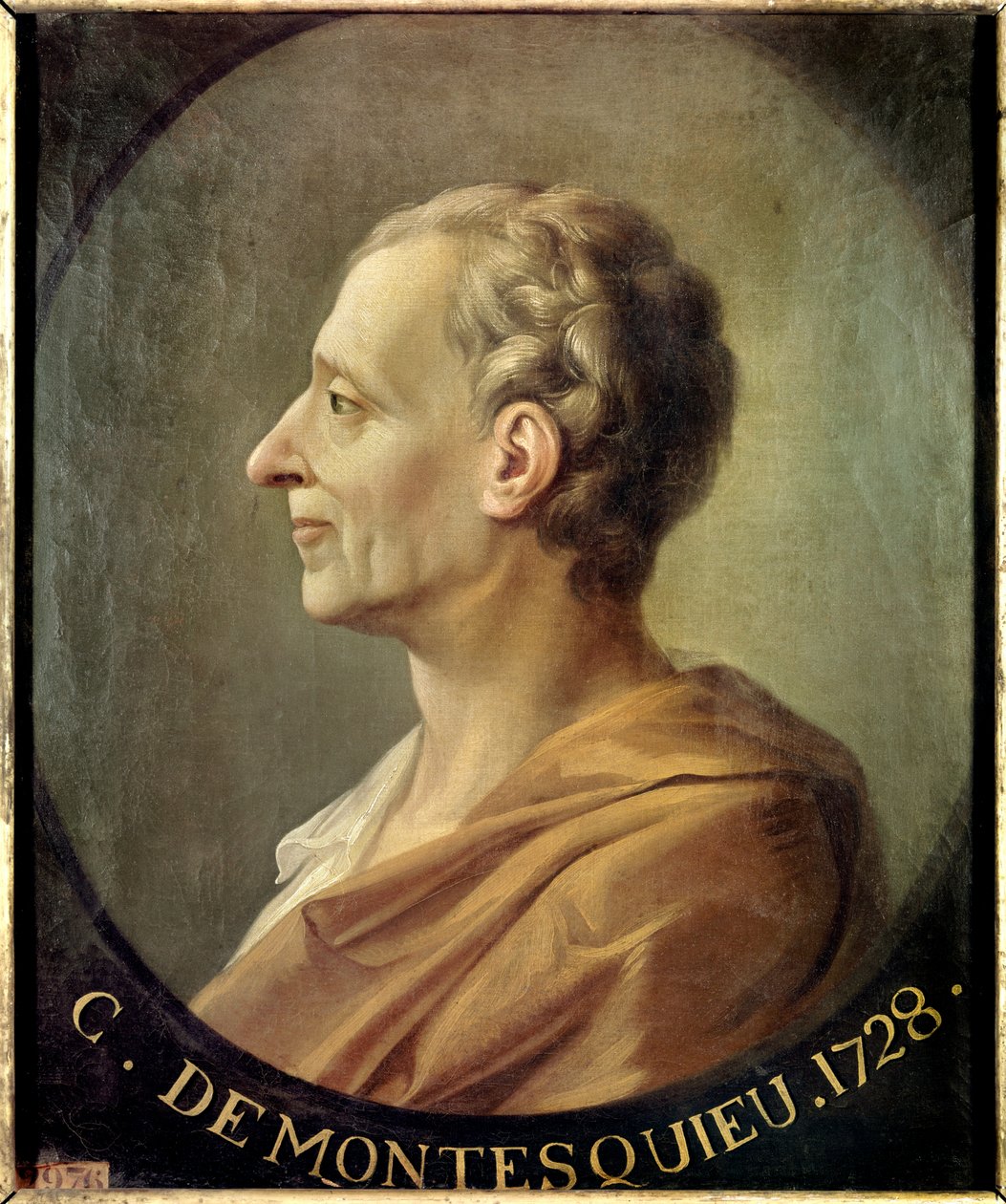 Portrét francouzského filozofa a politického myslitele Charlese de Secondata, barona de la Brede et de Montesquieu (1689-1755) Portrét Jacquese Antoina Dassiera (1715-1759) kolem roku 1728. Rozměr 0,63 x 0,52 m. Versailles. Zámecké muzeum - Portrét Fr od Jacques Antoine (after) Dassier