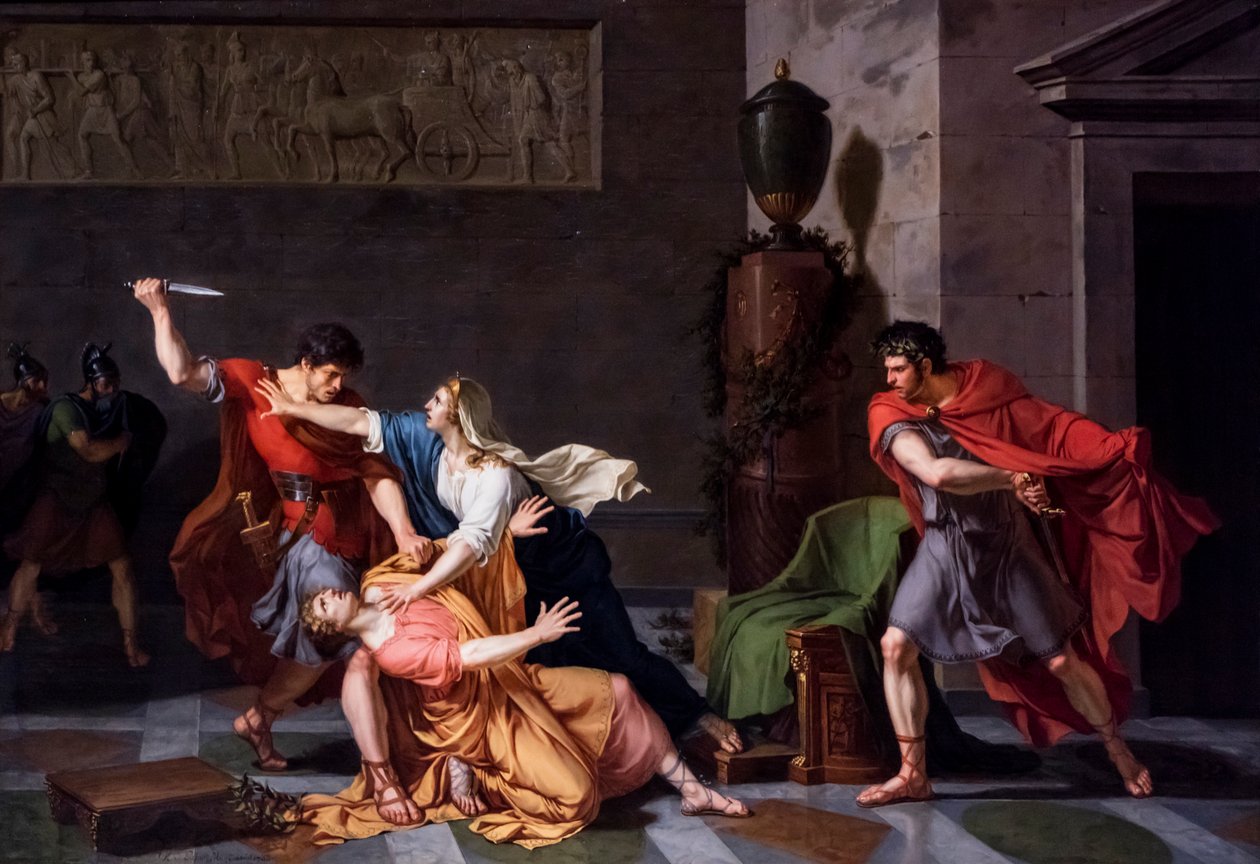Geta umírá v matčině náručí, zavražděn na příkaz svého bratra Caracally. od Jacques Augustin Catherine Pajou