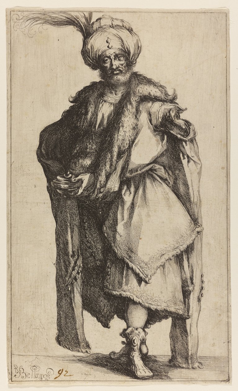 Caspar, král Tarsu, kolem roku 1610 (lept na papíře) od Jacques Bellange
