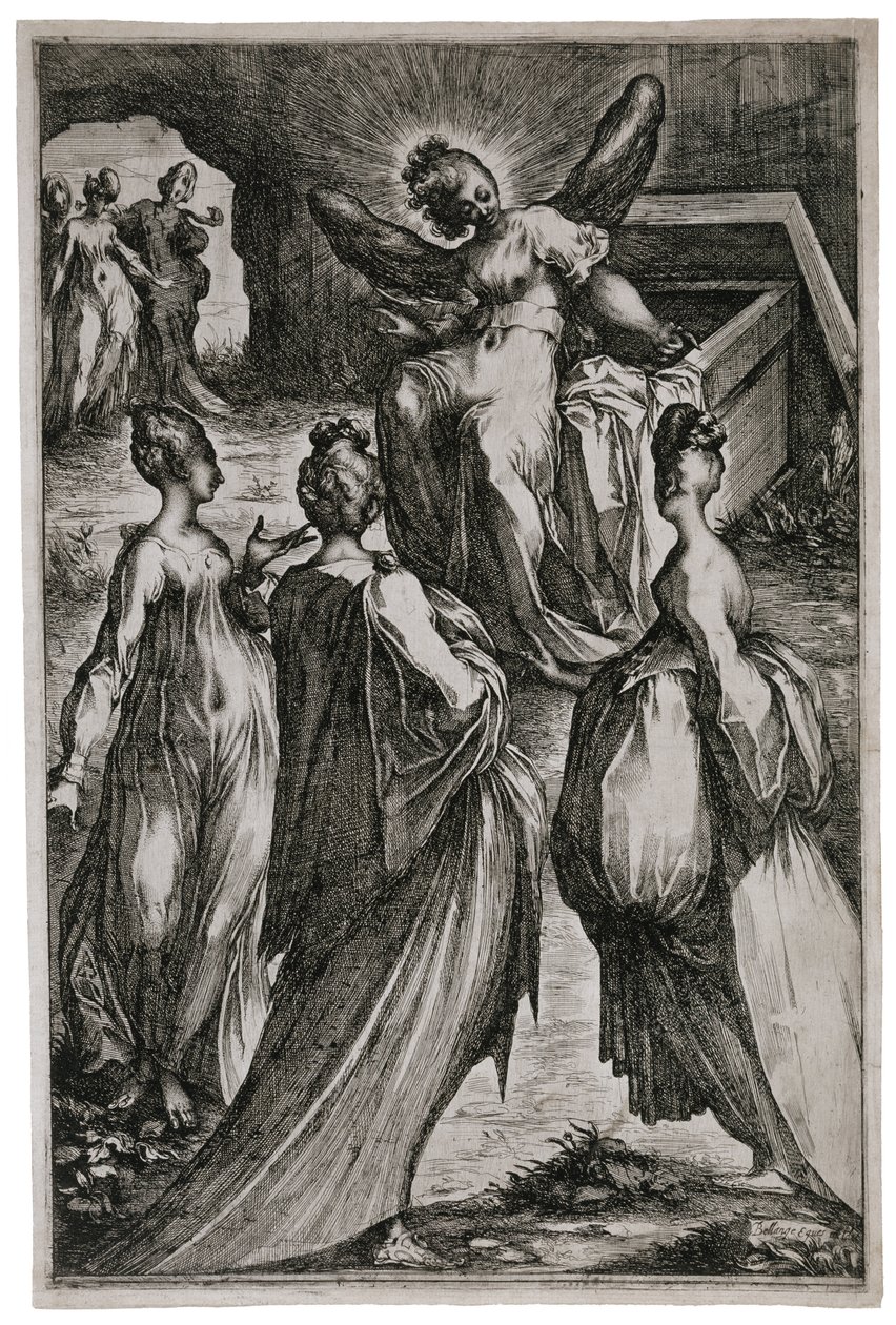 Svaté ženy u hrobu, 1613-16 (lept a rytina) od Jacques Bellange