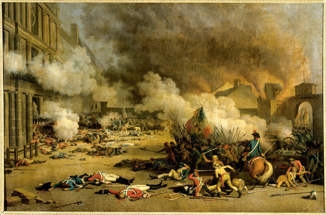Dobytí Tuileries: Útok na Palais des Tuileries 10. srpna od Jacques Bertaux