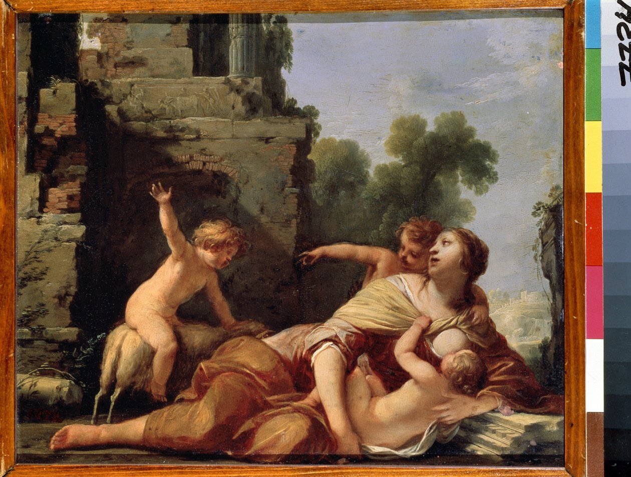 ""Alegorie lásky"" (Alegorie lásky) Matka kojící děti Obraz Jacquese Blancharda (1600-1638) Ermitáž muzeum 17. století, Petrohrad od Jacques Blanchard