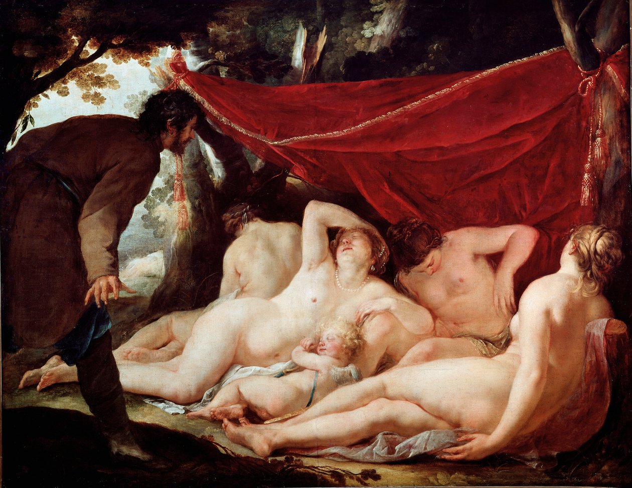 Pojďte a Graces překvapeni smrtelníkem. Obraz Jacquese Blancharda (1600-1638). Rozměr: 170 x 218 cm. muzeum Louvre od Jacques Blanchard