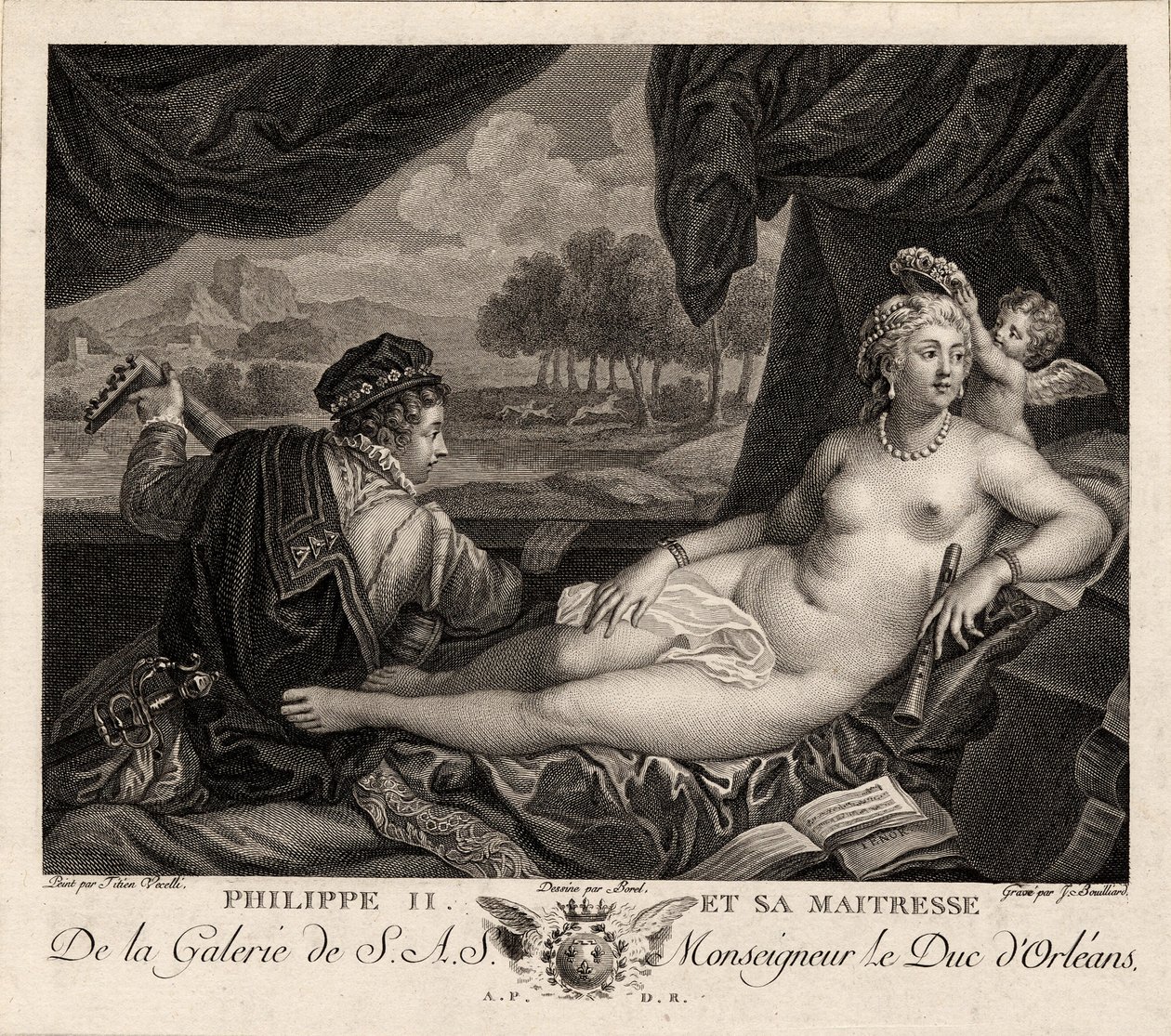Filip II a jeho paní po Tizianovi, c. 1780 od Jacques Bouillard