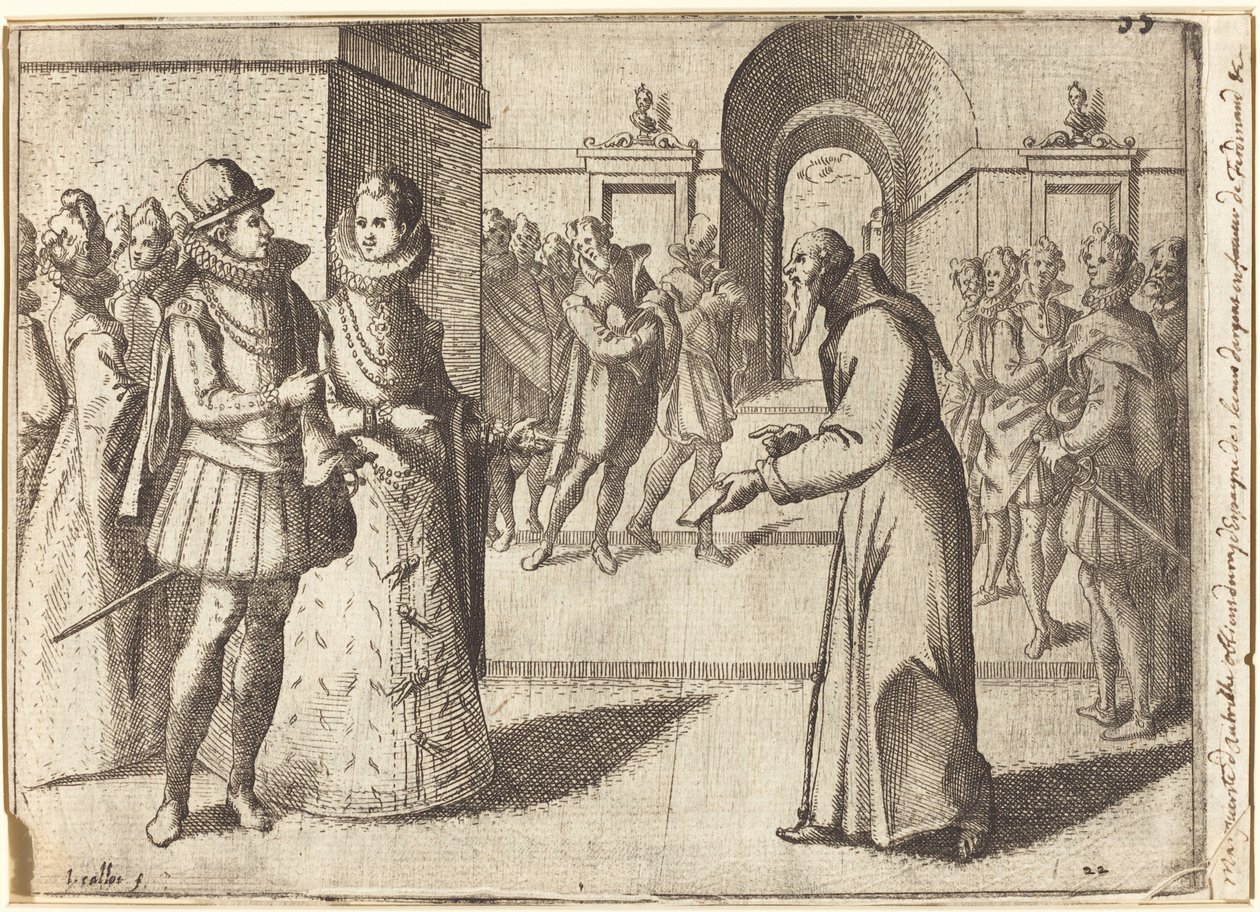 Kapucín přinášející poděkování bavorskému králi [recto] od Jacques Callot