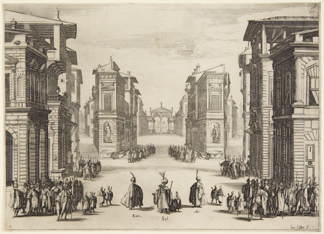 1. dějství, ze série Soliman od Jacques Callot