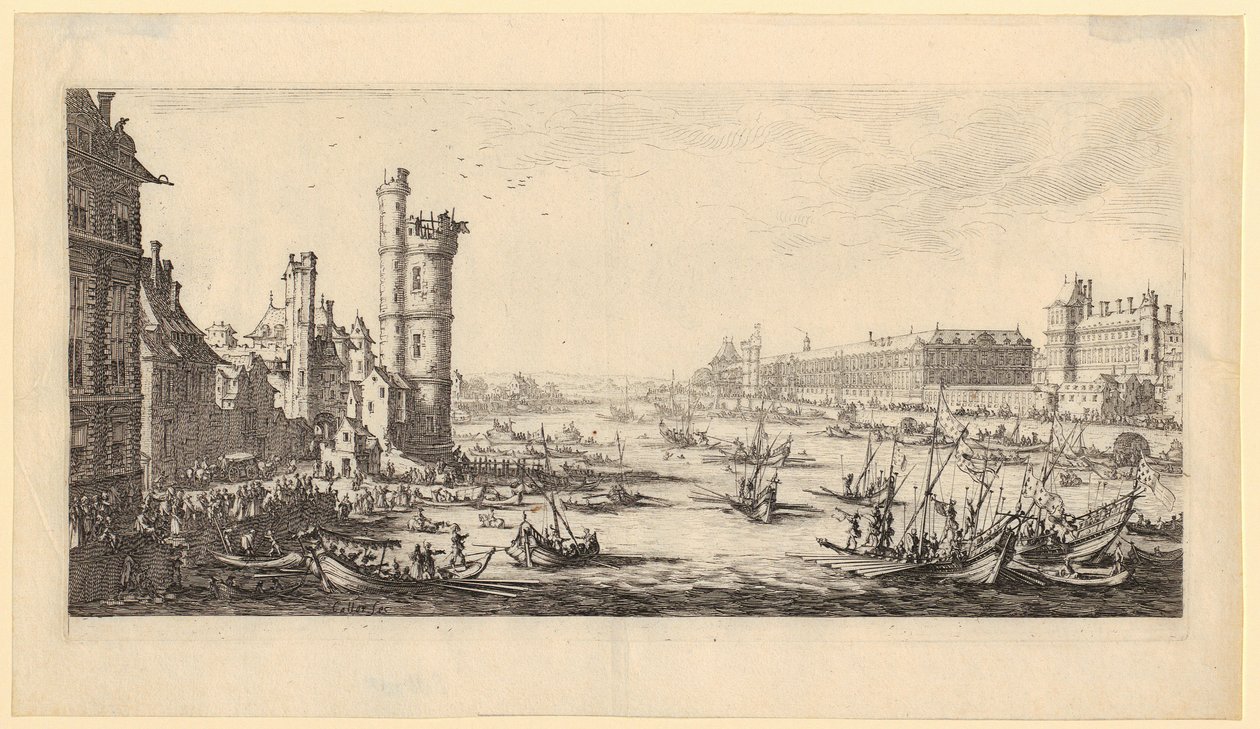 Pohled na Louvre, list č. 1 ze série „Dva velké pohledy na Paříž“ od Jacques Callot