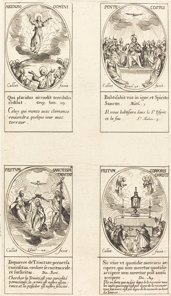 Nanebevstoupení; Pentacost; Trojice; Tělo kristovo od Jacques Callot