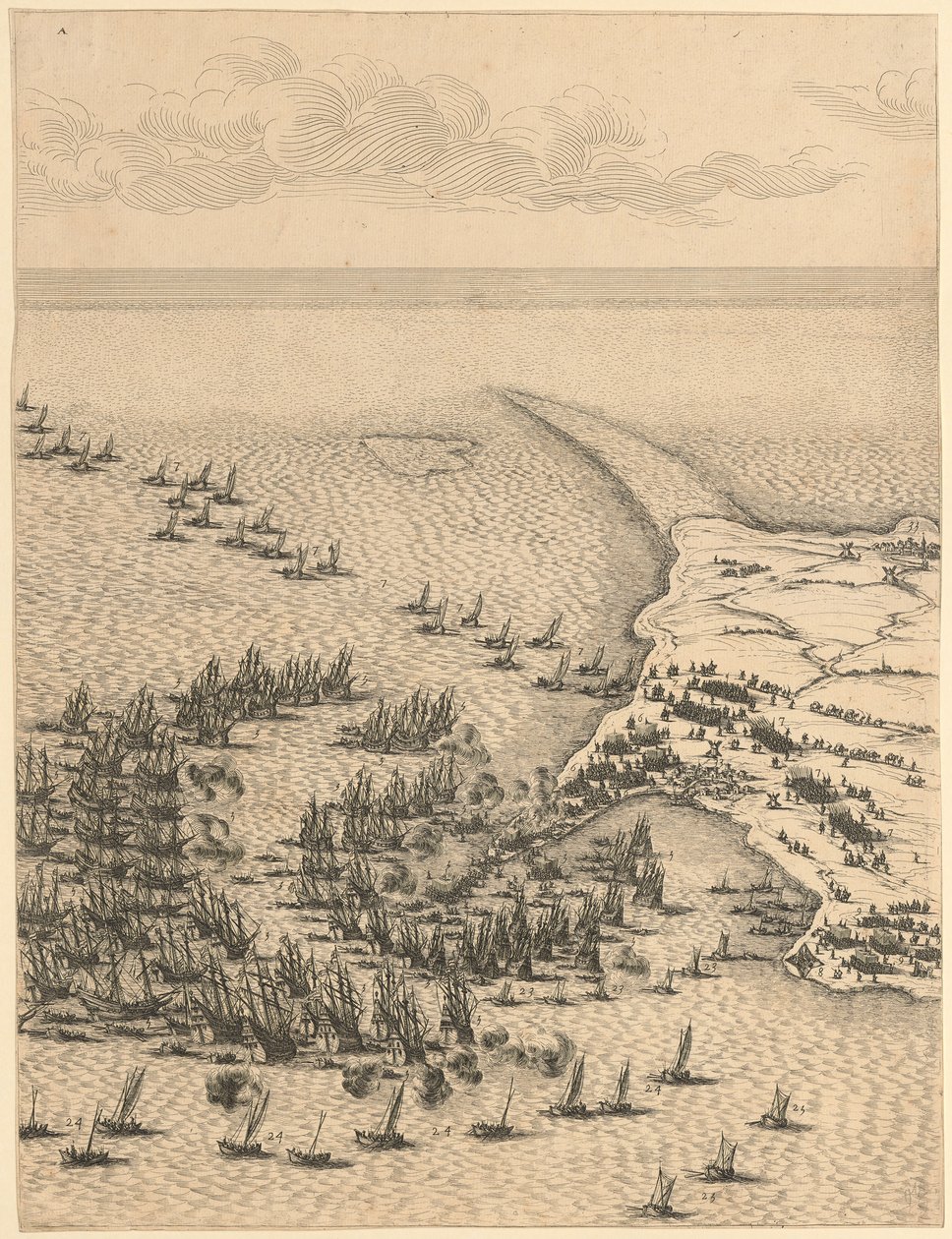 Úryvek z díla „Obléhání citadely sv. Martina na ostrově Île de Ré“ od Jacques Callot