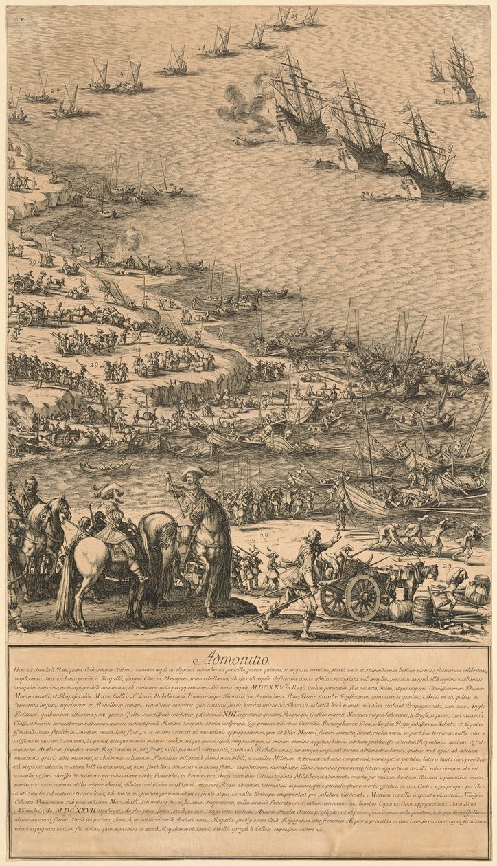 Detail z díla „Obléhání citadely Saint-Martin na Île de Ré“ od Jacques Callot