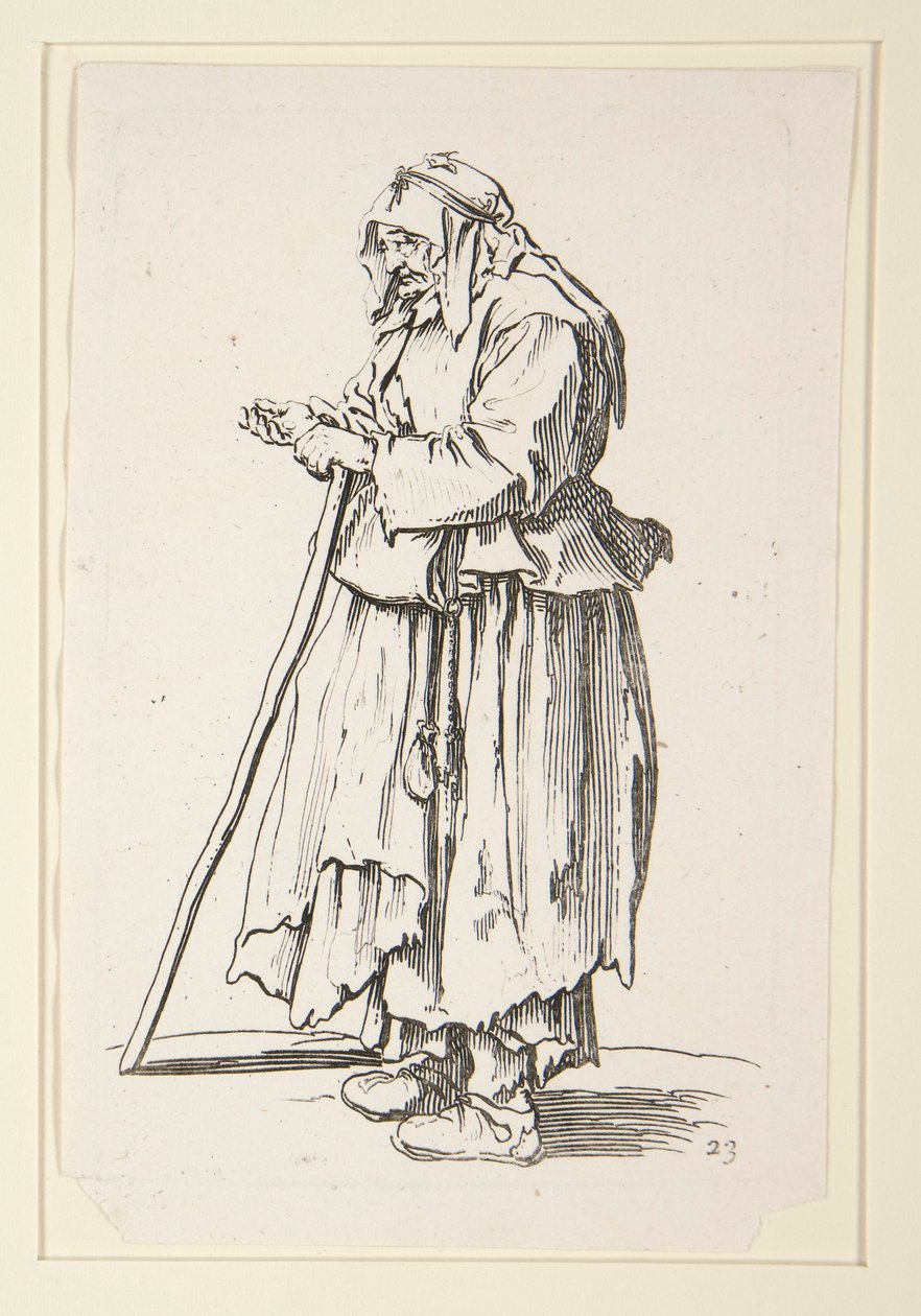 Žebrák-žena přijímající almužnu, od The Beggars od Jacques Callot