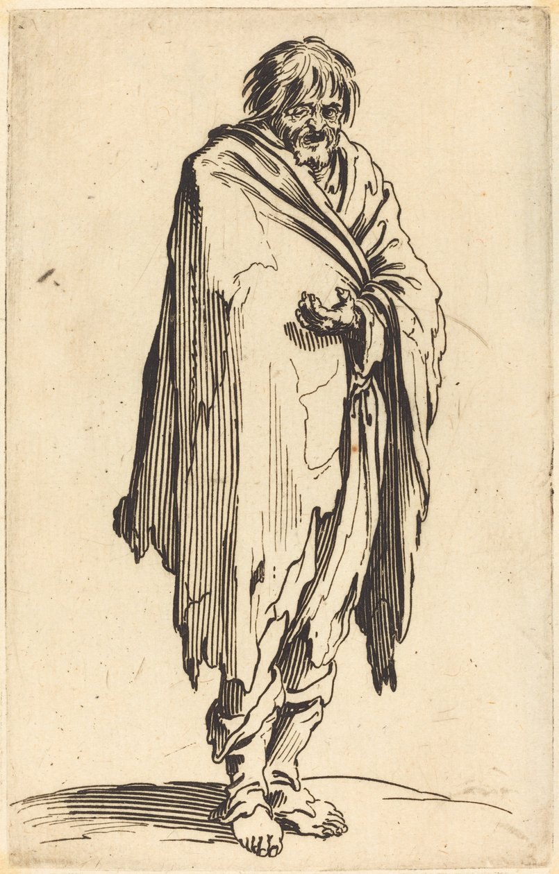 Žebrák s holou hlavou a nohama od Jacques Callot