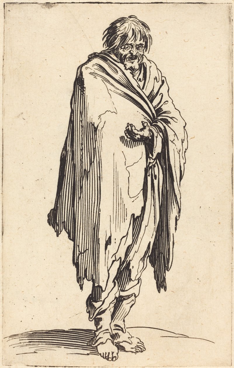 Žebrák s holou hlavou a nohama od Jacques Callot