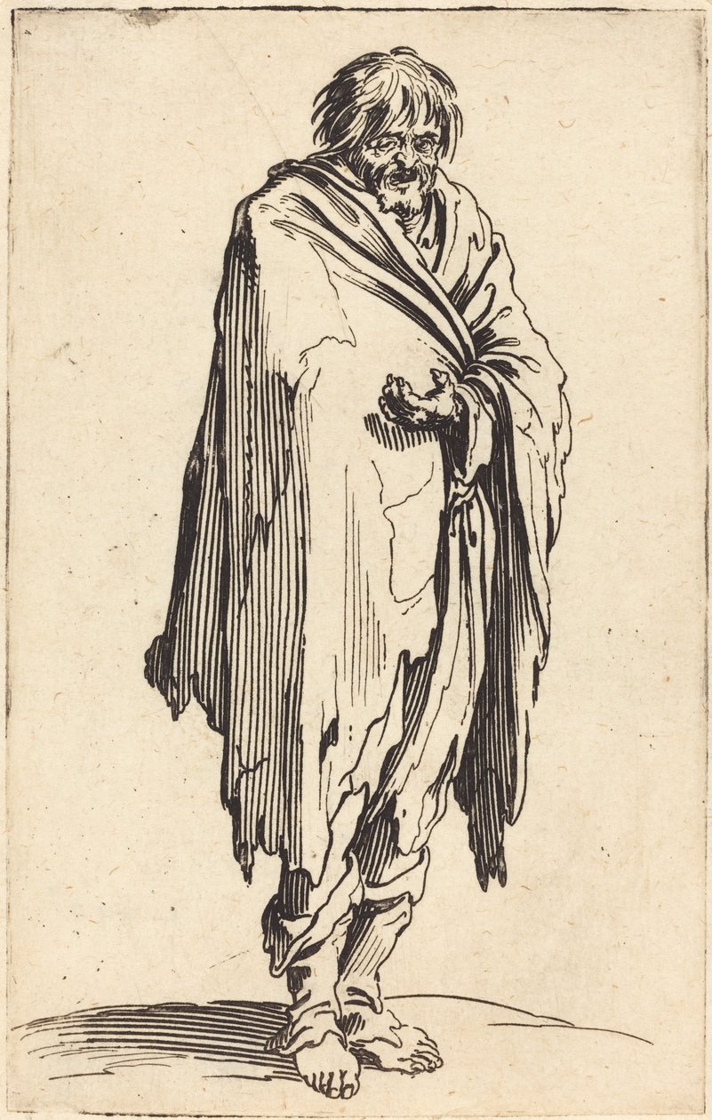 Žebrák s holou hlavou a nohama, kolem 1622 od Jacques Callot