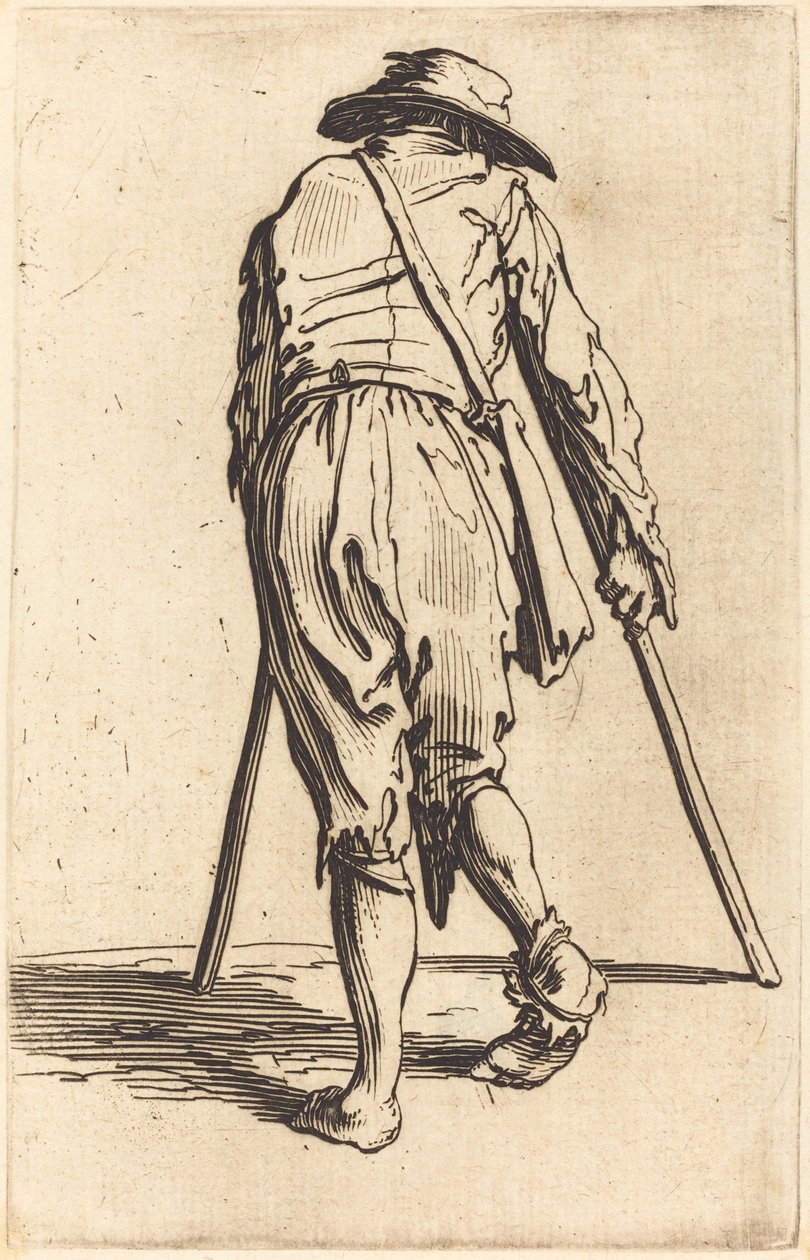 Žebrák s berlemi a kloboukem, pohled zezadu od Jacques Callot