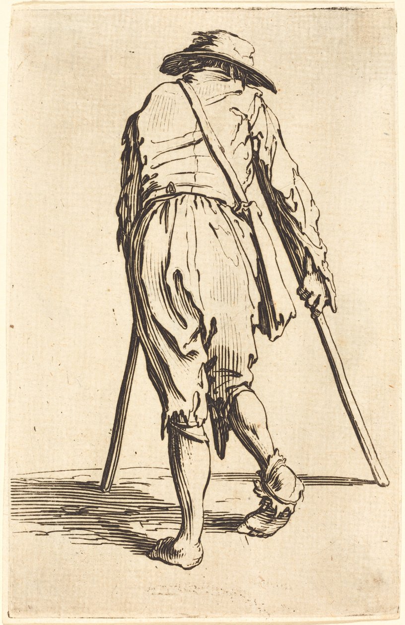 Žebrák s berlemi a kloboukem, pohled zezadu od Jacques Callot