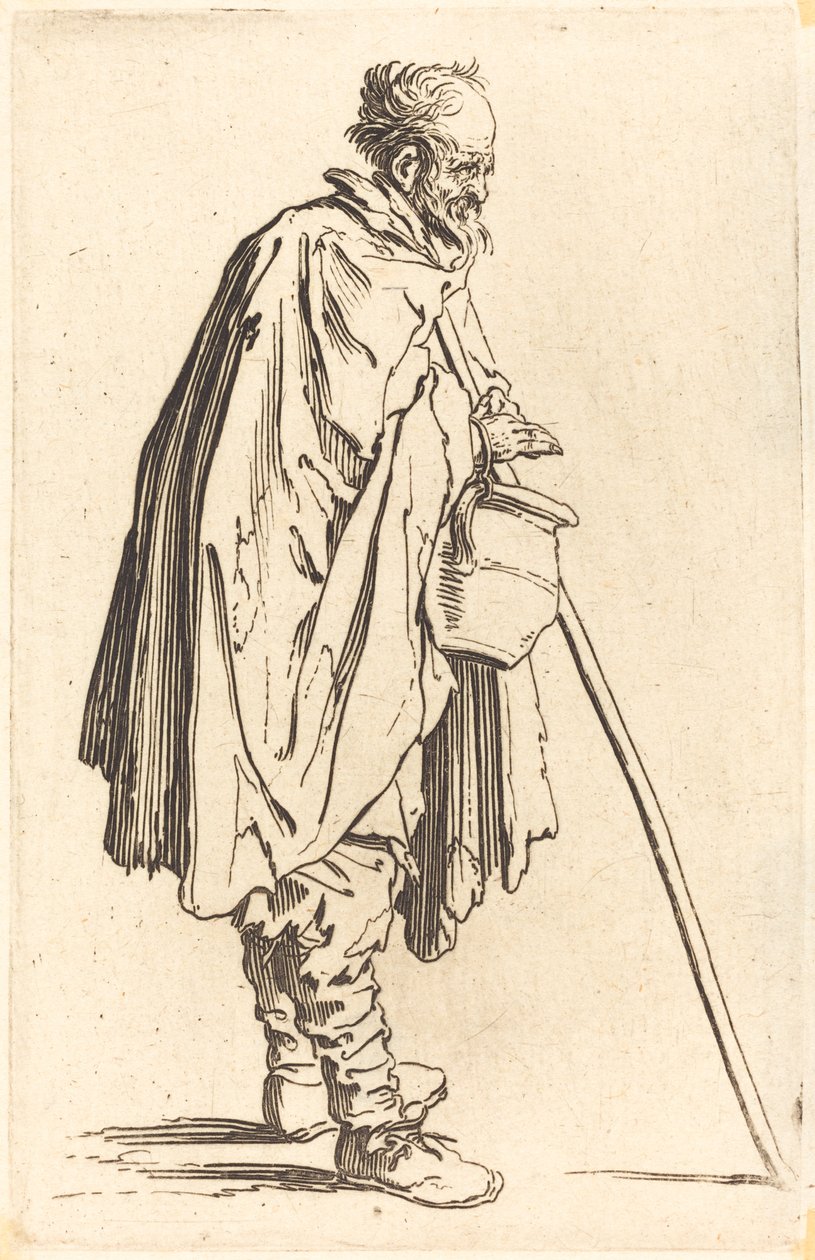 Žebrák s hrncem, kolem 1622 od Jacques Callot