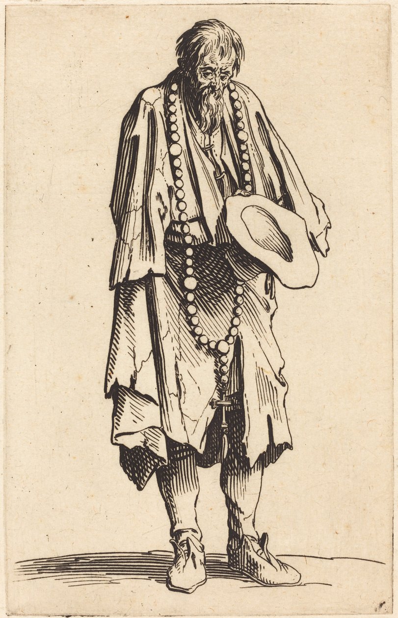 Žebrák s růžencem od Jacques Callot