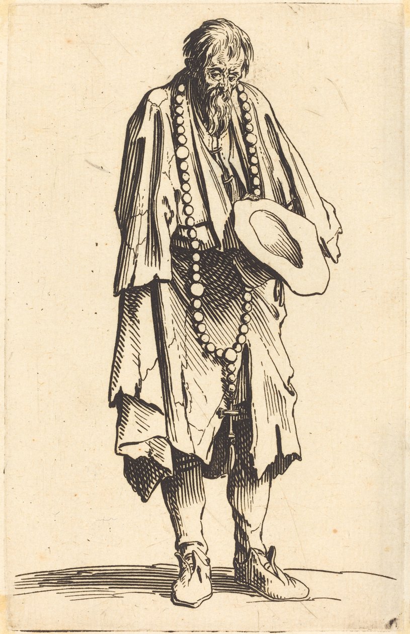 Žebrák s růžencem od Jacques Callot