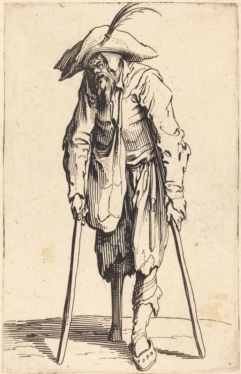 Begger s dřevěnou nohou, kolem 1622 od Jacques Callot