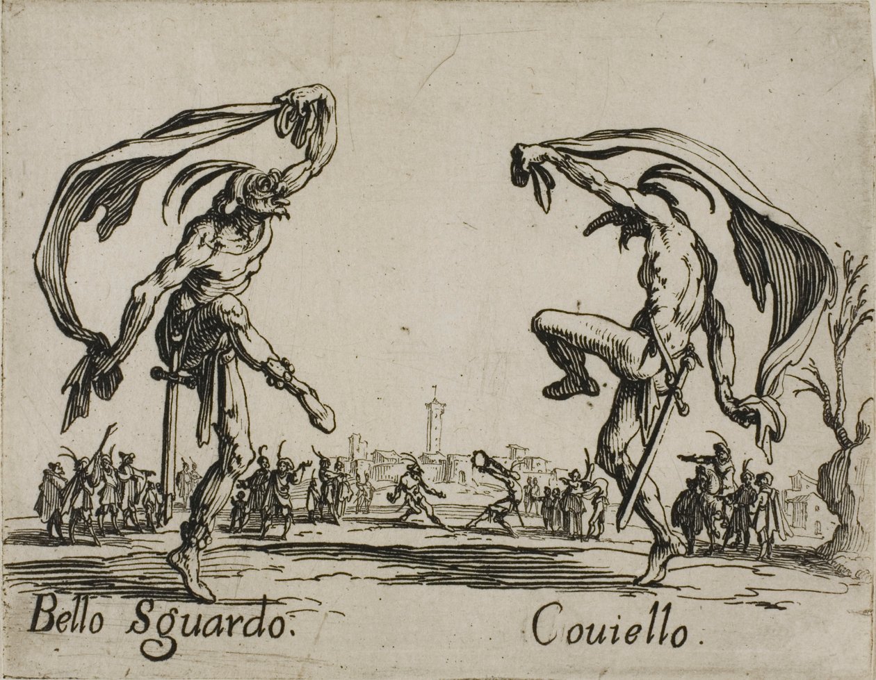 Bello Sguardo - Coviello, talíř 18 od Balli di Sfessania od Jacques Callot