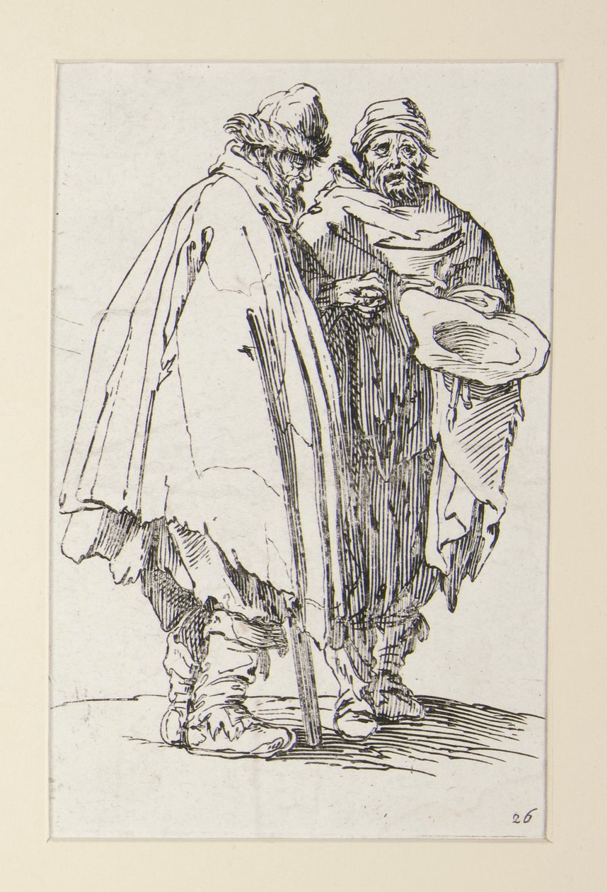 Slepý muž a jeho společník z The Beggars (L od Jacques Callot