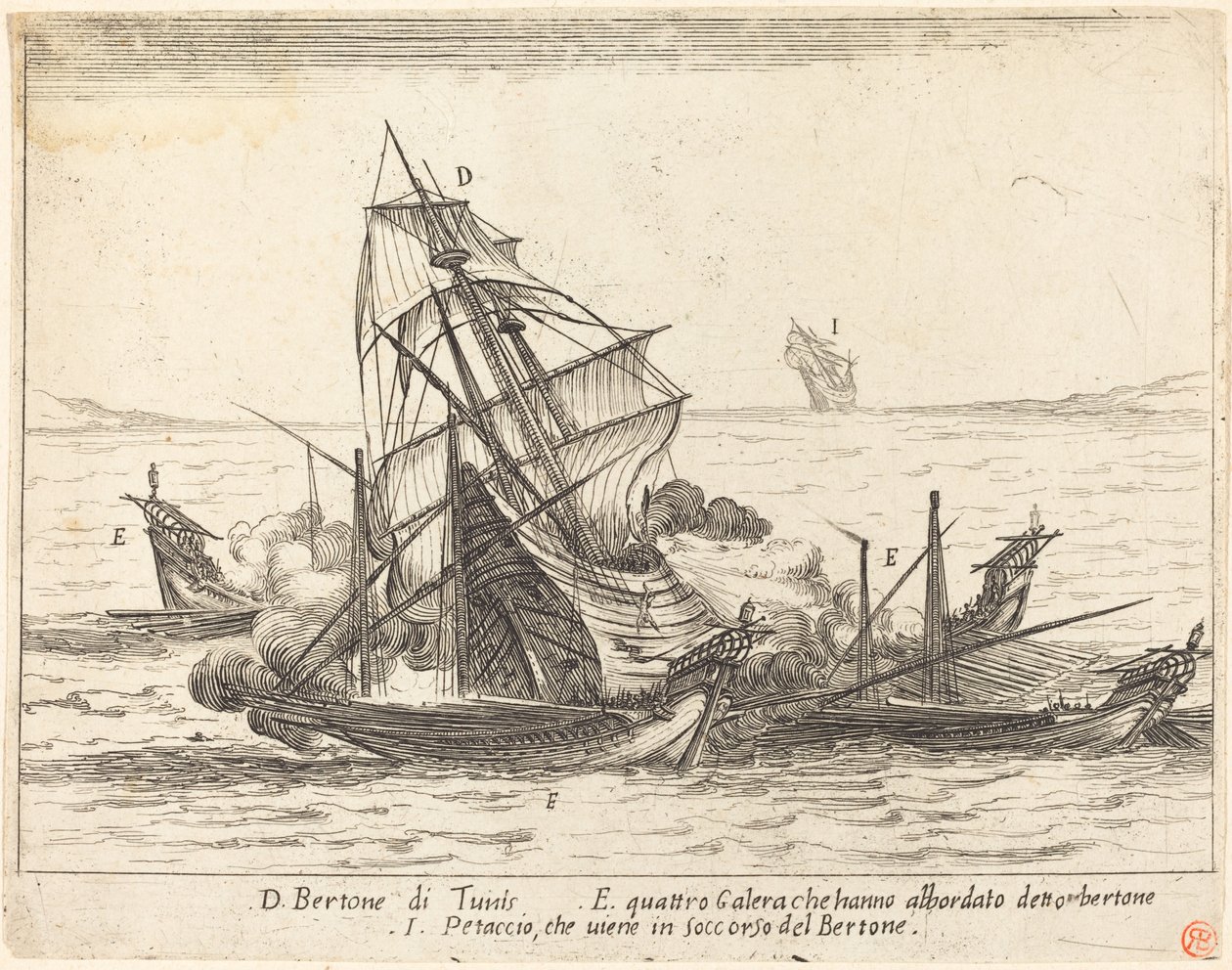 Nalodění na Bertone, 1617. od Jacques Callot