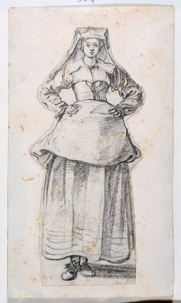 Bourgeoises Dans Differentes Attitudes, z alba Prints Album 21, číslo 304 (křída na papíře) od Jacques Callot