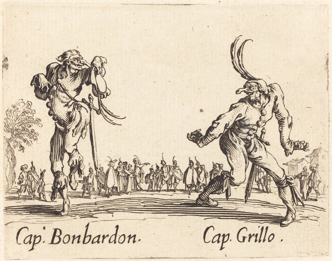 kap. Bonbardon a čepice. Kriket od Jacques Callot