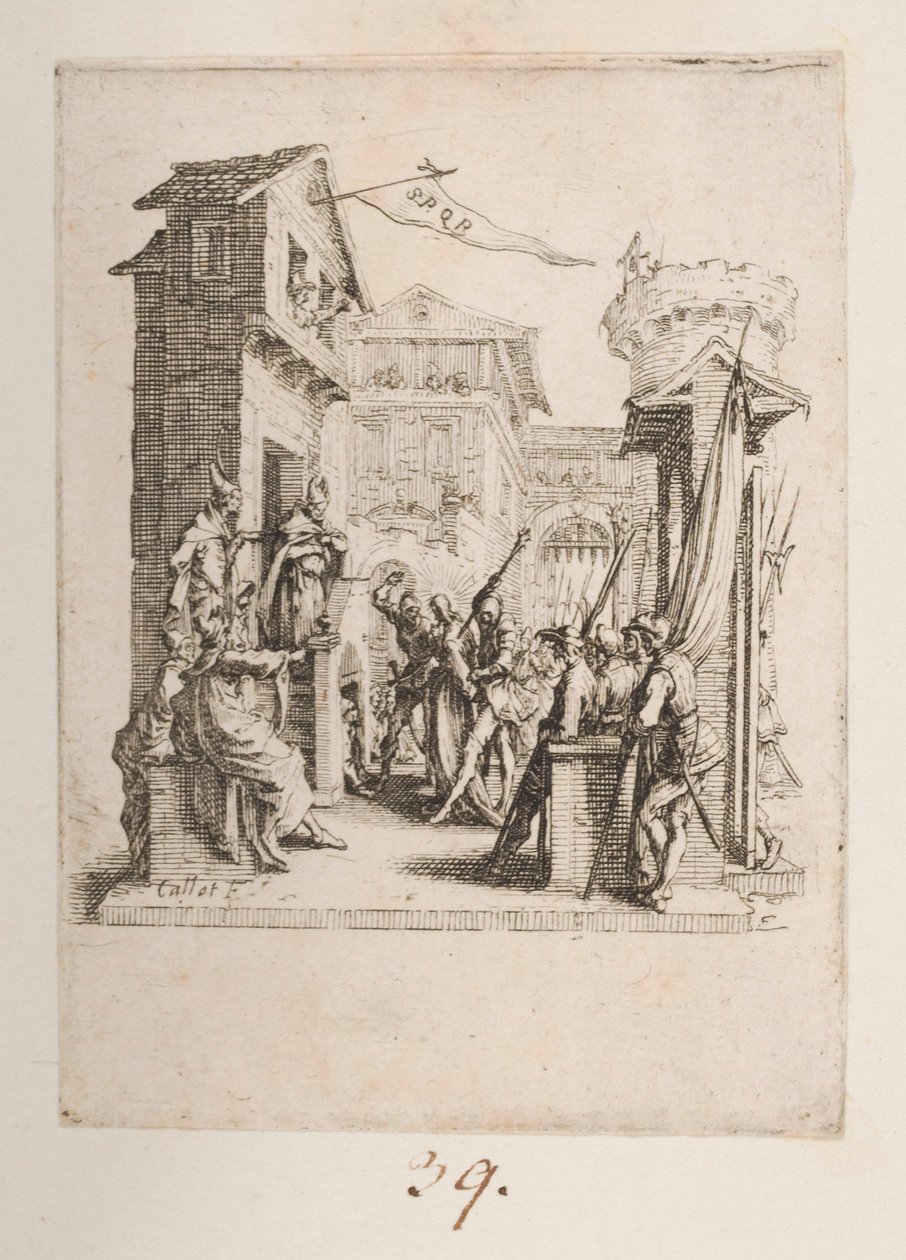Kristus přinesl Kaifovi, ne. 7 z 11 od La Petite Passion od Jacques Callot