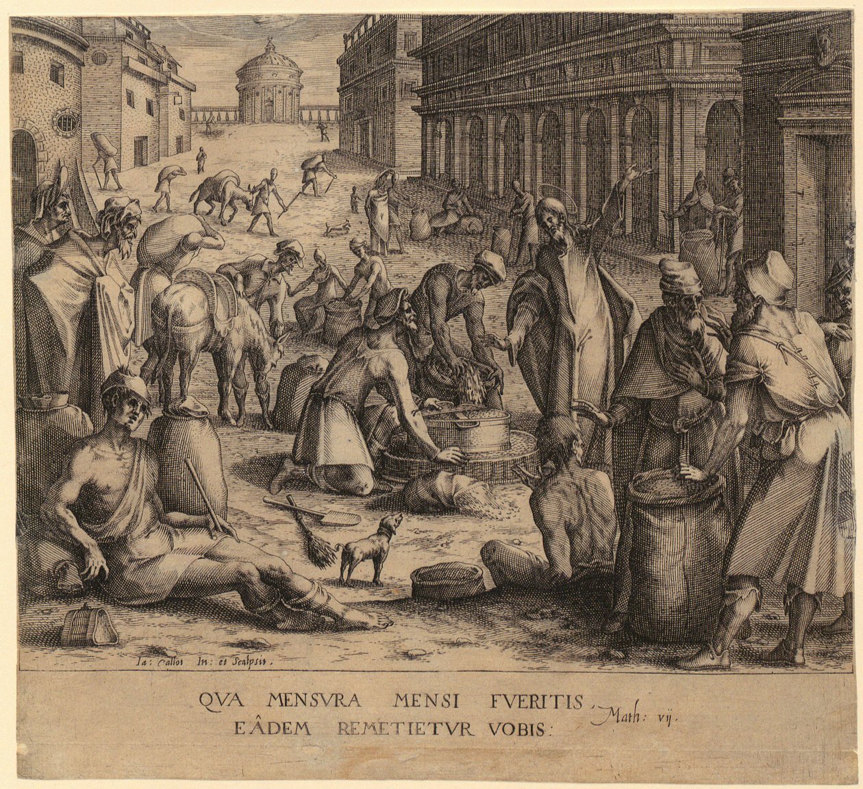 Kristus a obchodníci s obilím od Jacques Callot