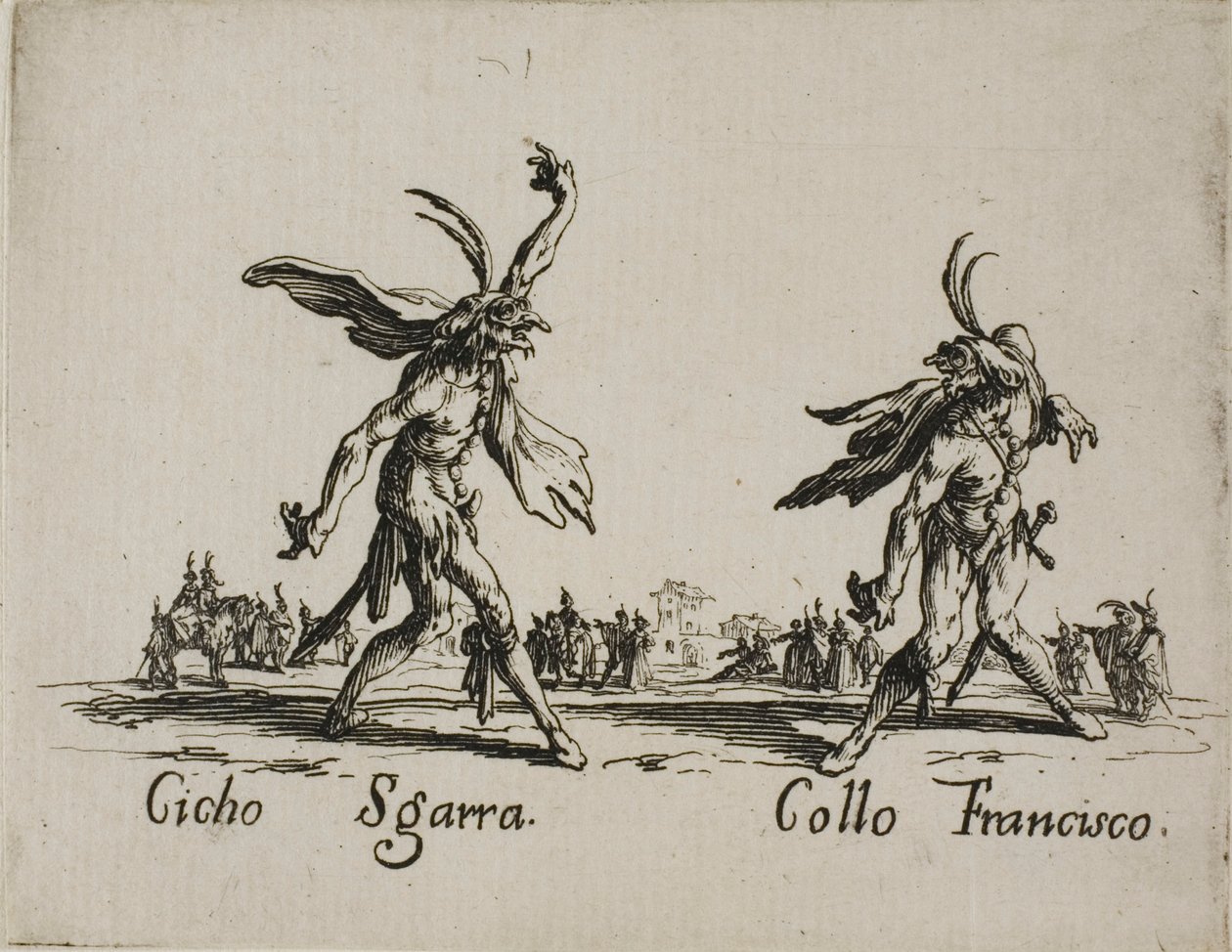 Cicho Sgarra - Collo Francisco, talíř 6 od Balli di Sfessania od Jacques Callot