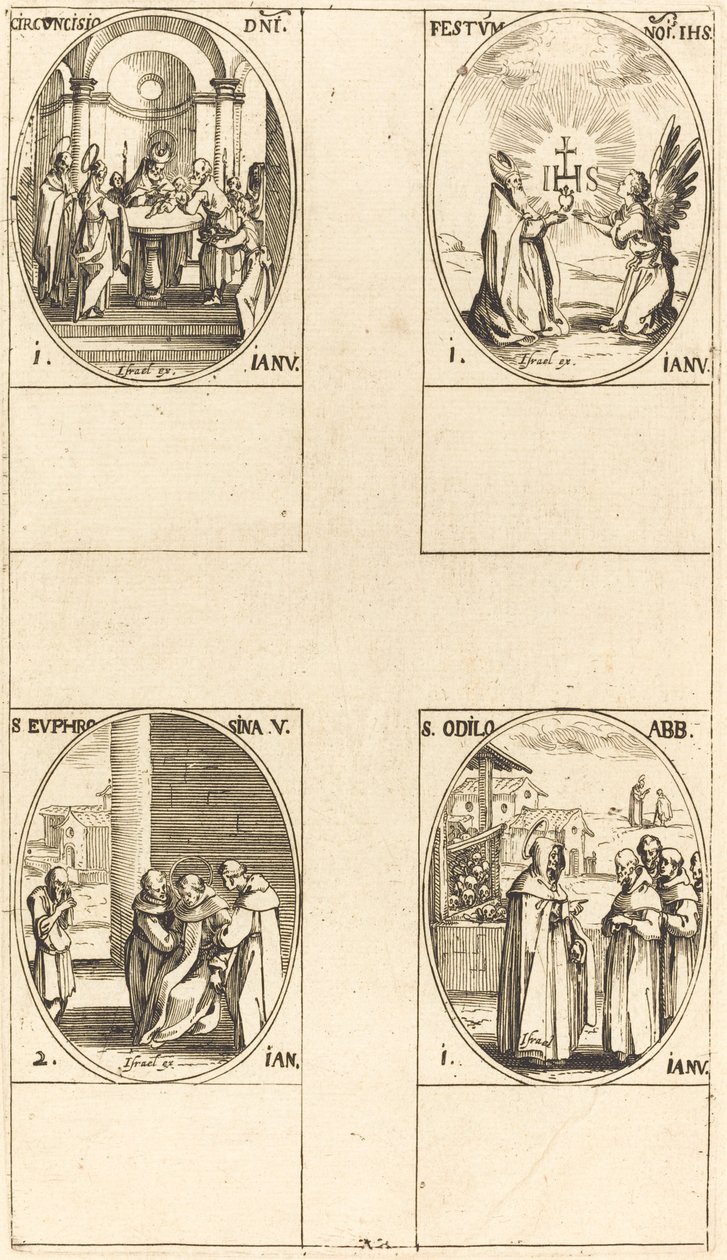 Obřízka; Festival Jména Krista; St. Odilo; Svatá Eufrosyna od Jacques Callot
