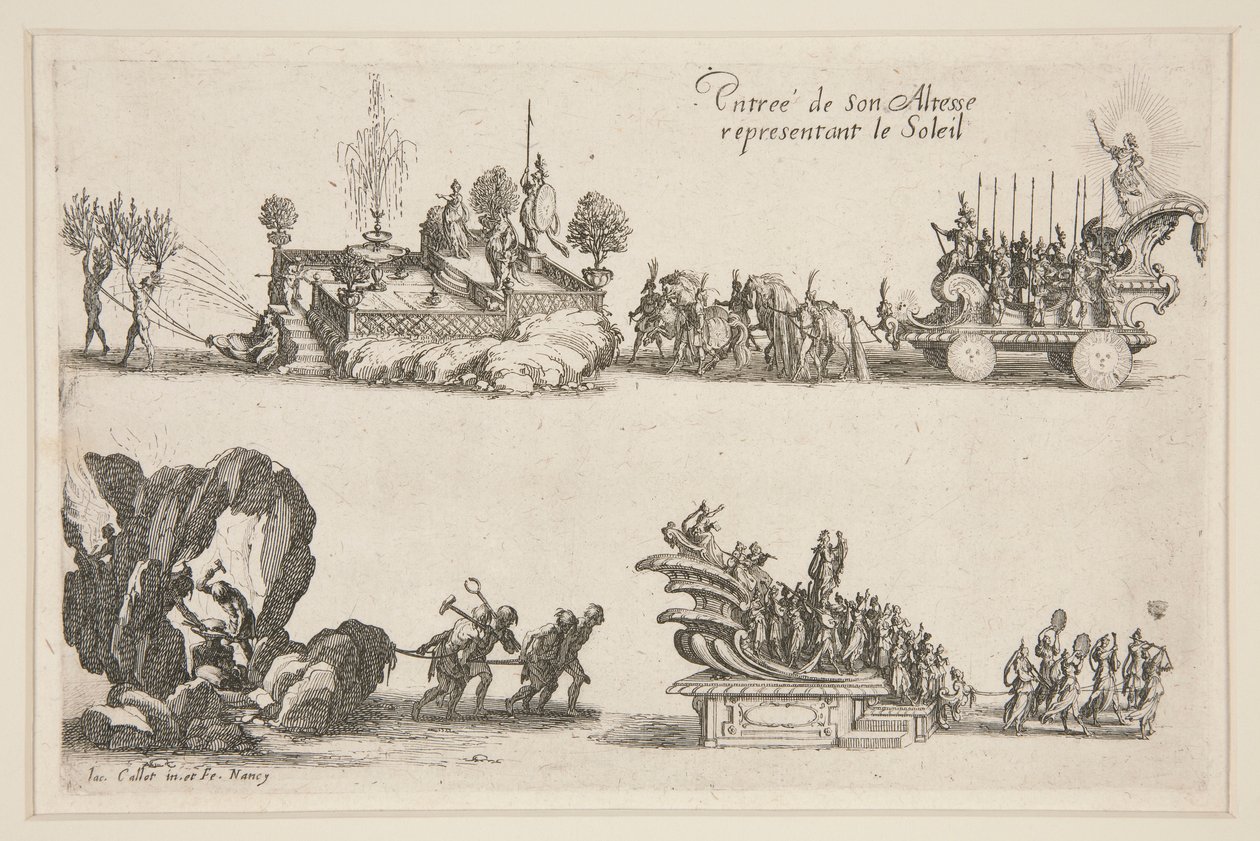 Boj? Bariéra, Vchod Jeho Výsosti (Karel IV.) představující Slunce od Jacques Callot