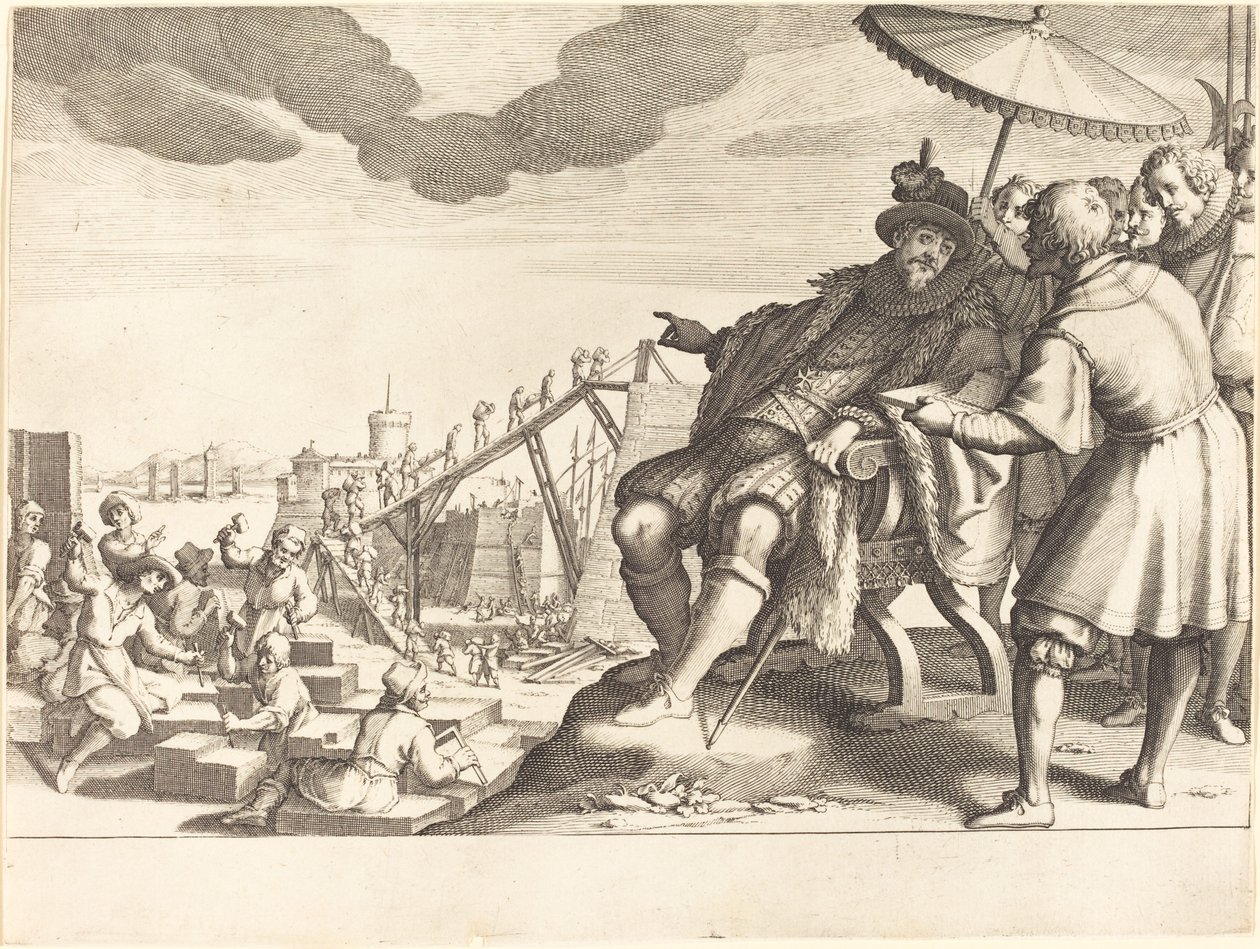 Výstavba a opevnění přístavu Livorno od Jacques Callot