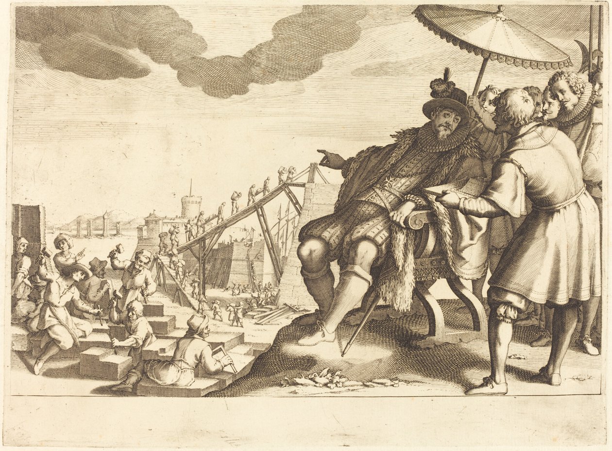 Výstavba a opevnění přístavu Livorno od Jacques Callot