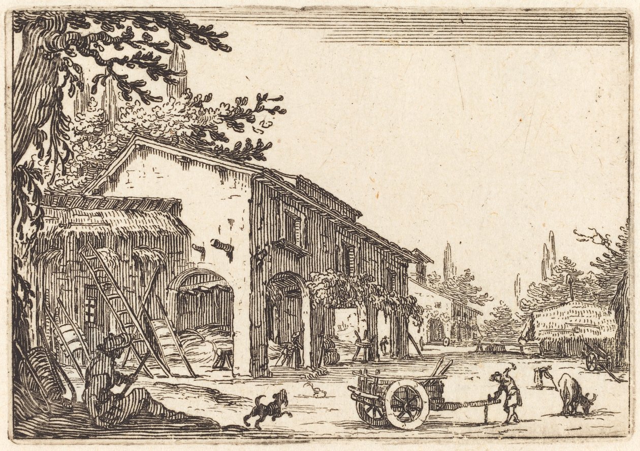 Nádvoří statku, c. 1622. od Jacques Callot