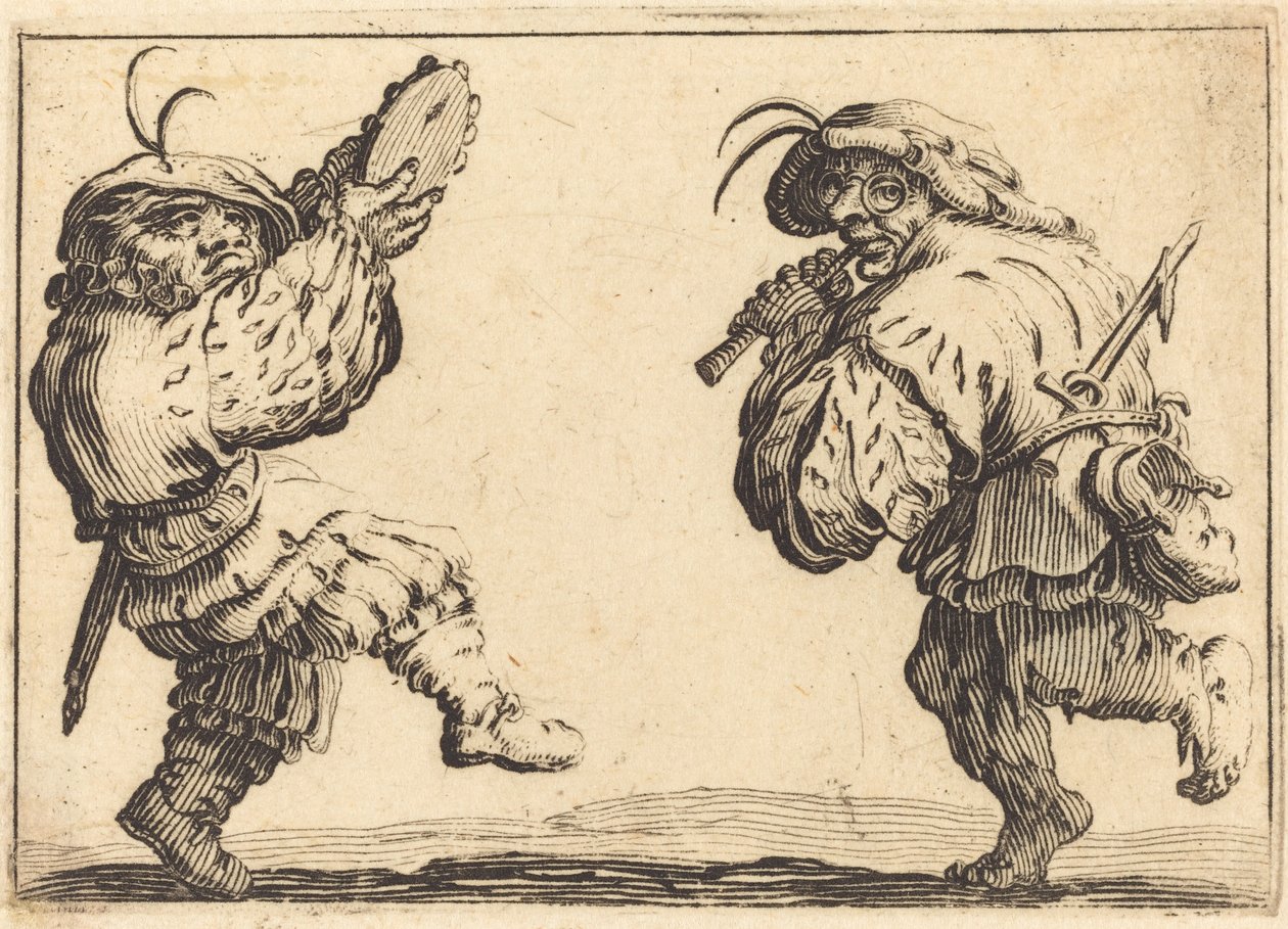 Tanečníci s flétnou a tamburínou, c. 1617. od Jacques Callot