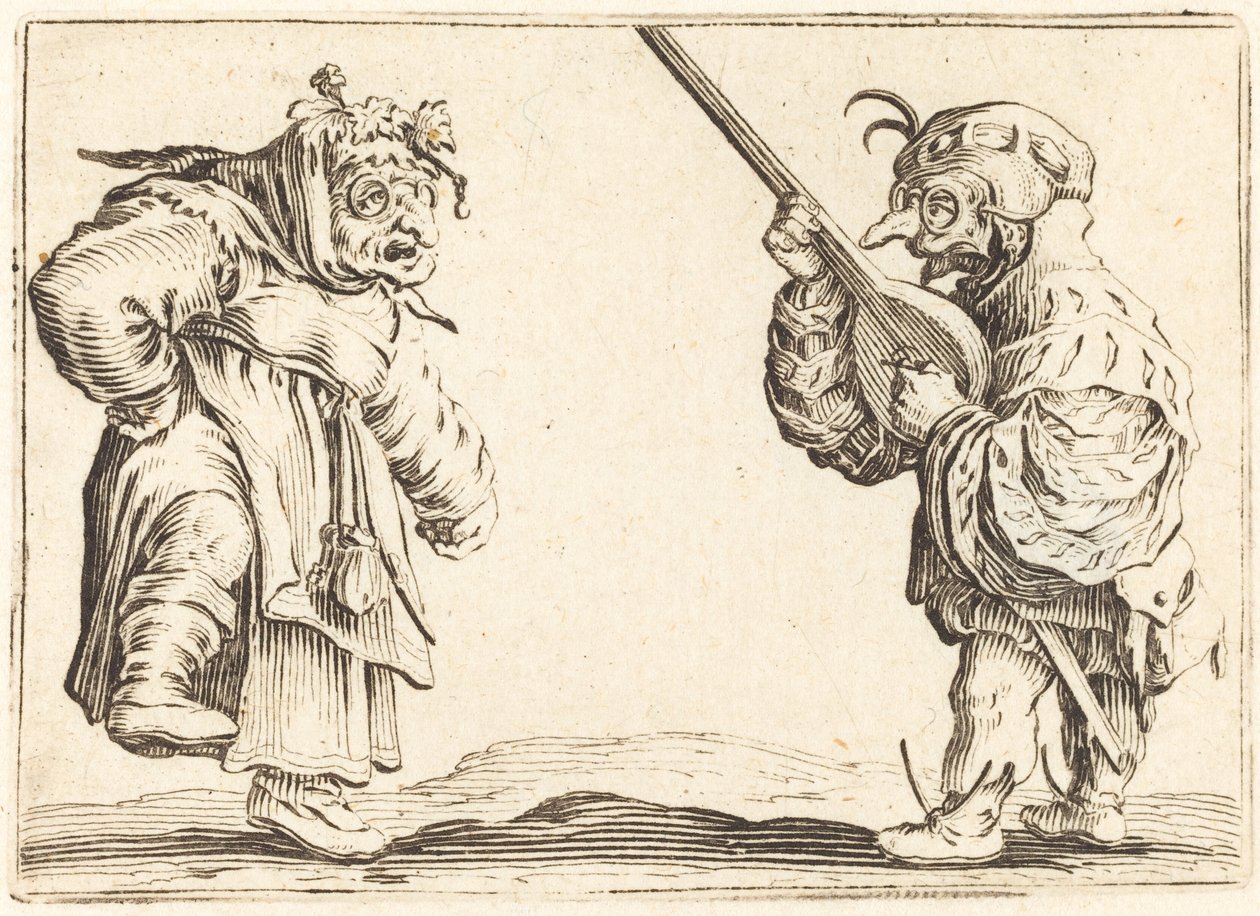 Tanečníci s loutnou, c. 1622. od Jacques Callot