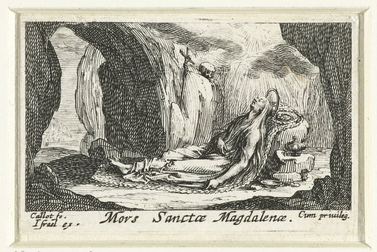 De dood van Mary Magdalene Smrt svaté Magdaleny (titul na předmětu) De boetvaardige heiligen (název série) od Jacques Callot