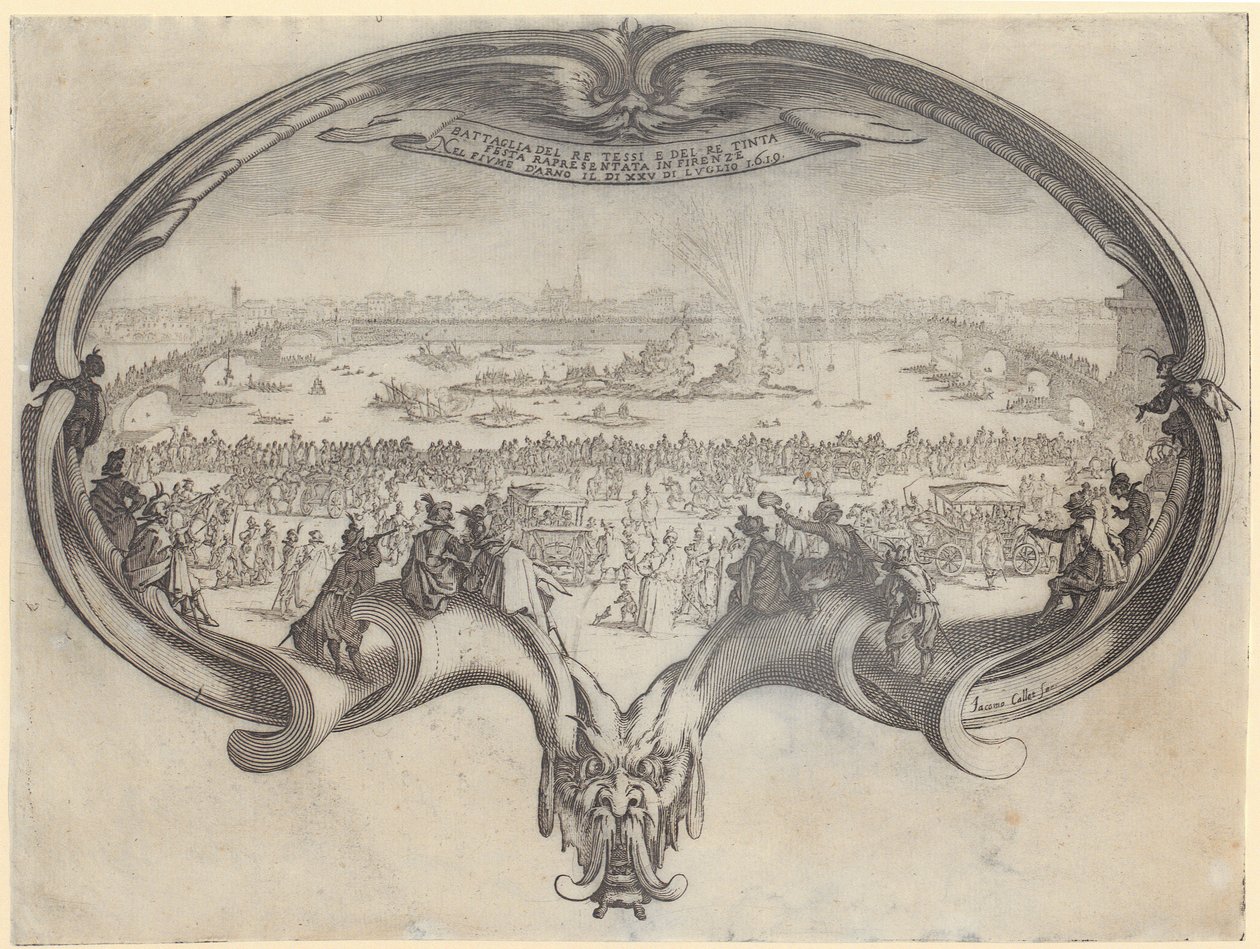 Detail z díla „Příchod monseigneura Henryho de Lorraine“, list 10 ze série „Turnaj“ od Jacques Callot