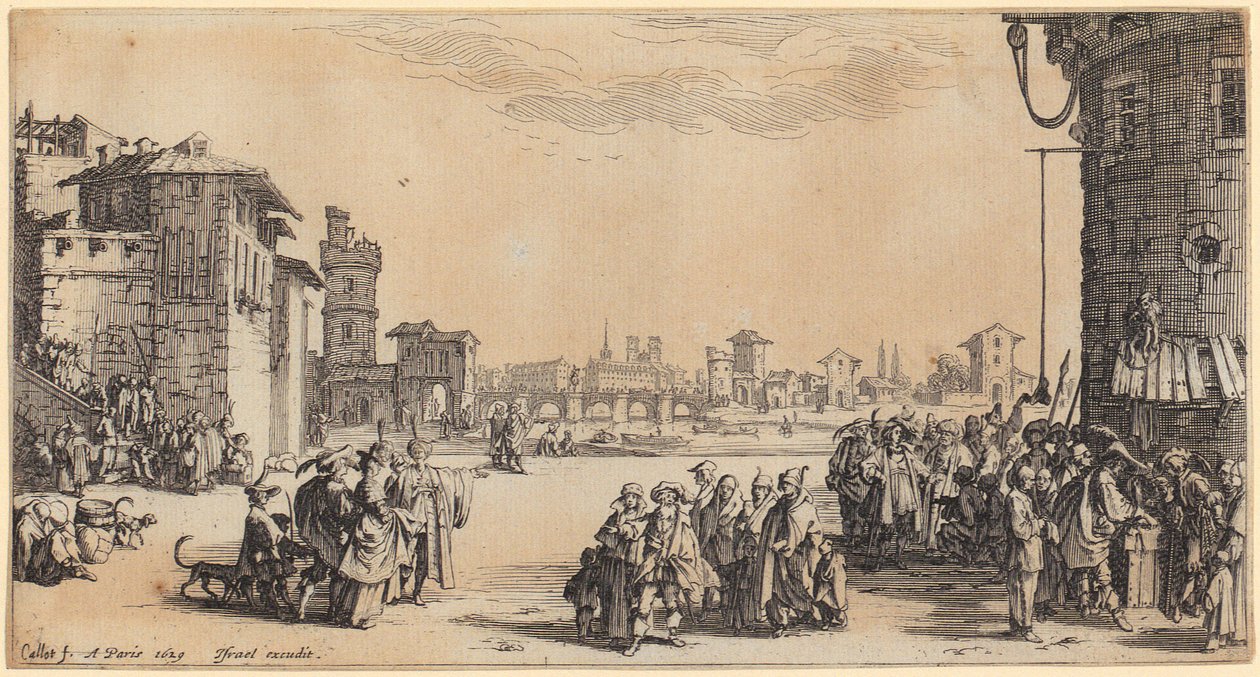 Detail z díla „Vjezd monsignora Henryho de Lorraine“, list 10 ze série „Turnaj“ od Jacques Callot