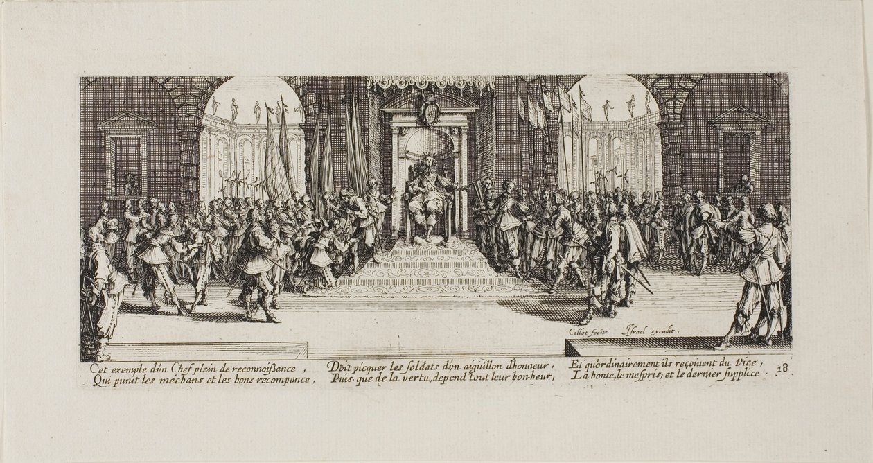 Distribuce odměn, deska osmnáct z The Miseries of War od Jacques Callot