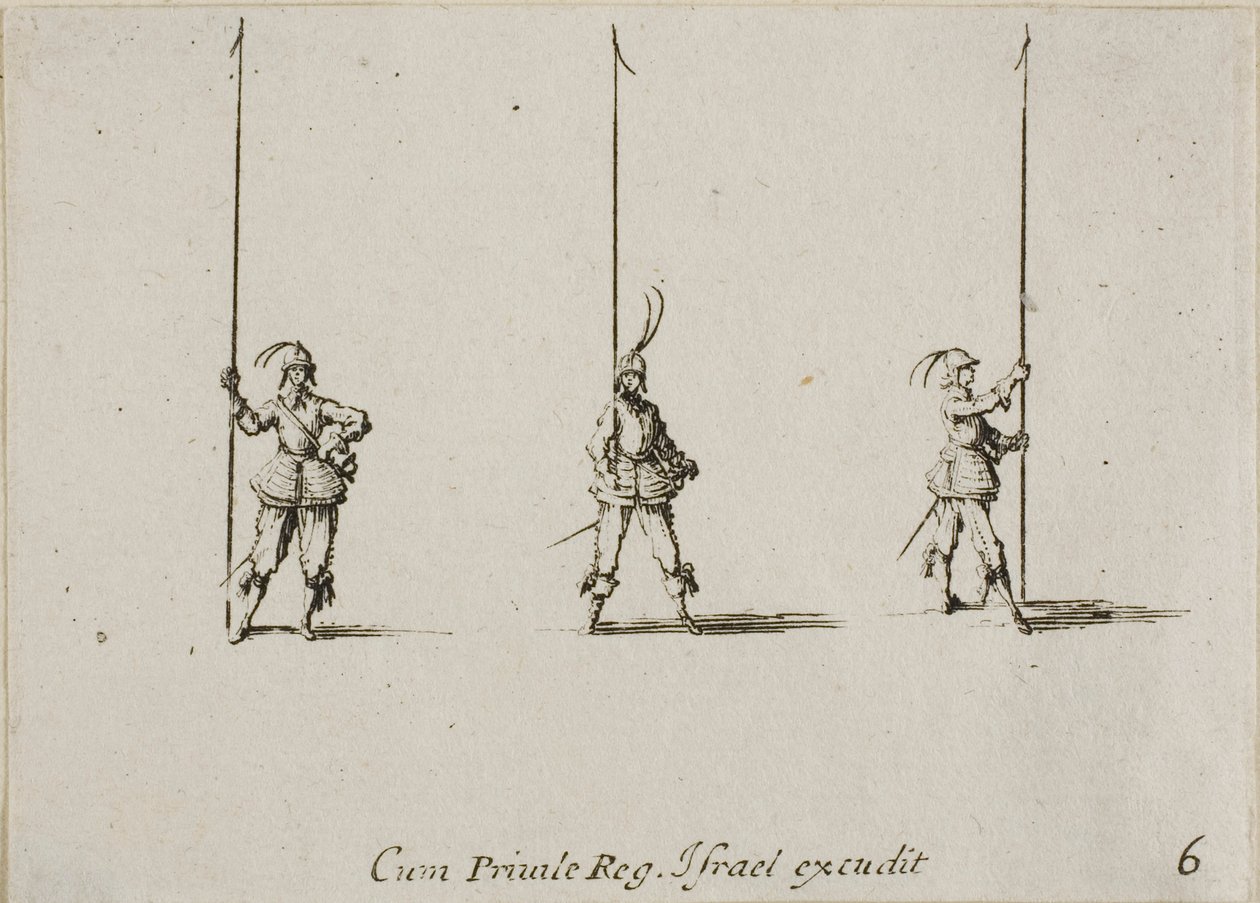 Vrták s Raised Pike, deska šest z The Military Exercises od Jacques Callot