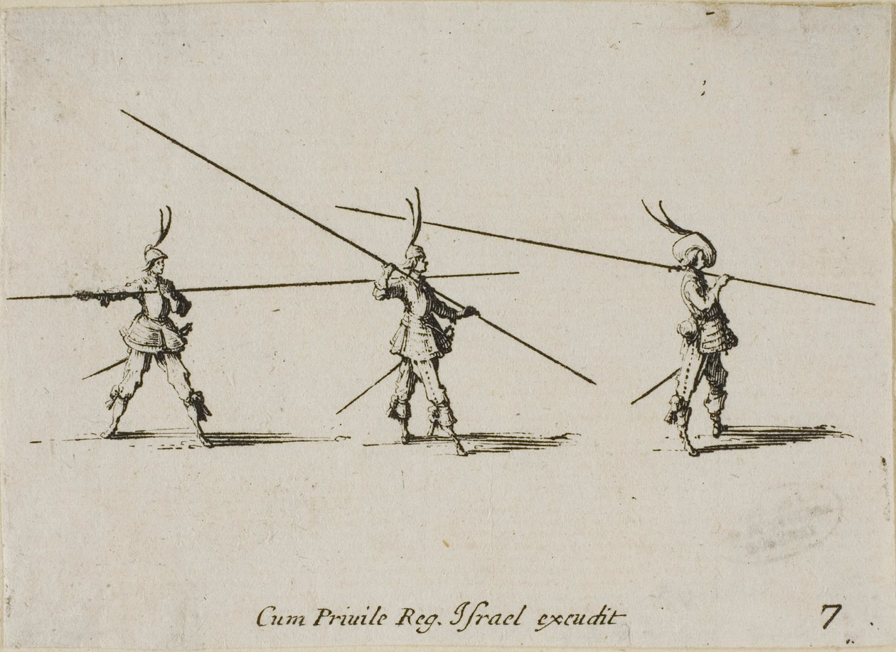 Cvičení s mušketou, deska sedm z The Military Exercises od Jacques Callot
