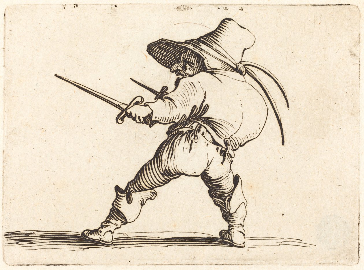 Duelista s mečem a dýkou od Jacques Callot