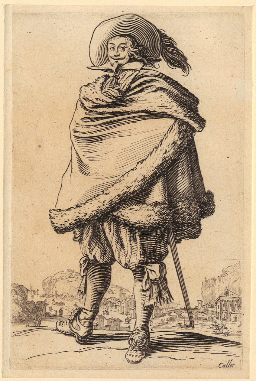Šlechtic v plášti lemovaném kožešinou, list 10 ze série „Šlechta“ od Jacques Callot