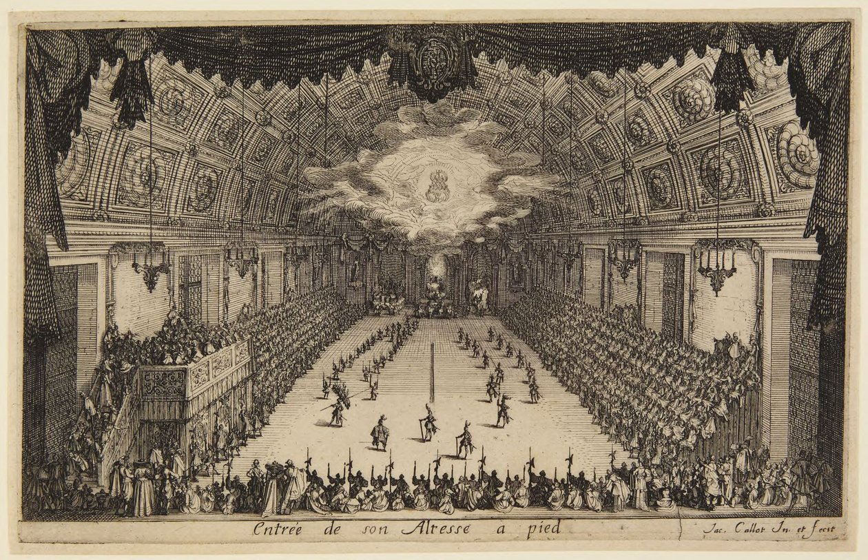 Vstup pěšky, ze série „Boj u bariéry“ od Jacques Callot